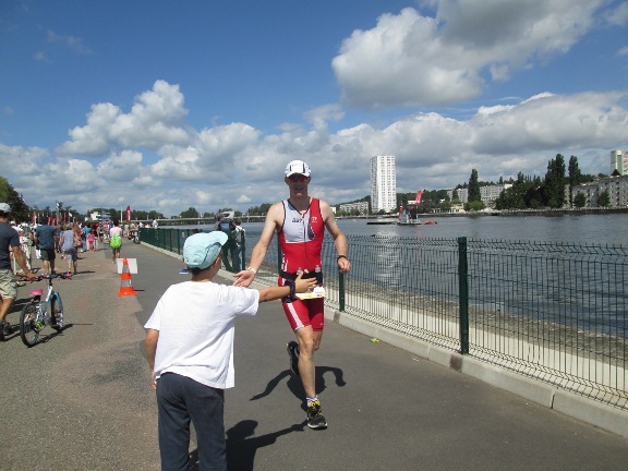 Photo de Stéphane Blondel au départ de la course à pied sur l'Ironman Vichy