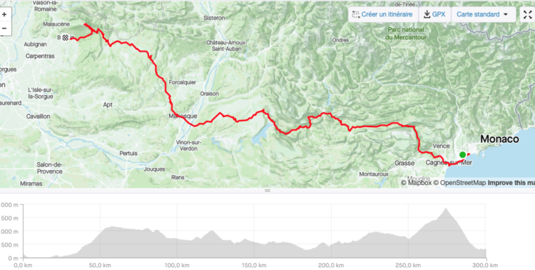 Parcours du Nice Mont Ventoux XTREM 300