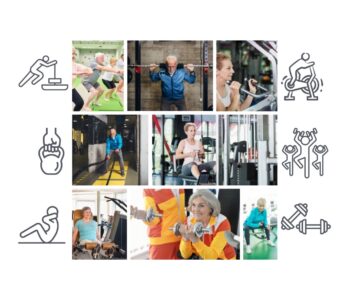 Personnes âgées faisant des exercices de musculation pour prévenir la sarcopenie.